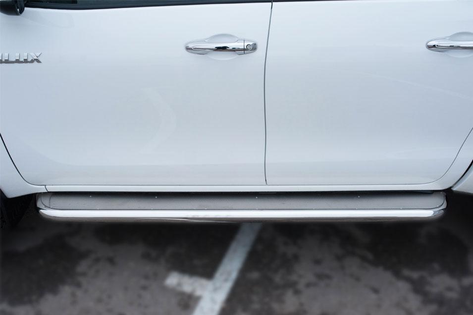 Пороги труба d57 с листом вариант 3 для Toyota Hilux 2015, Slitkoff THL-0021503