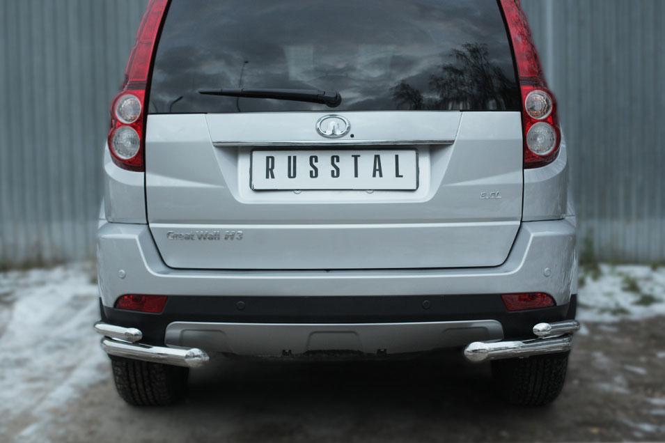 Защита заднего бампера уголки d57/42 для Great Wall Hover H3 2014, Slitkoff GWH3Z-001957