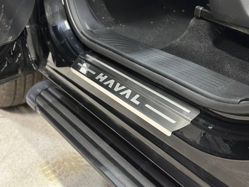 Накладки на пороги (лист шлифованный надпись HAVAL) 4шт Haval H5 Diesel 4WD 2024 арт. HAVH524-01