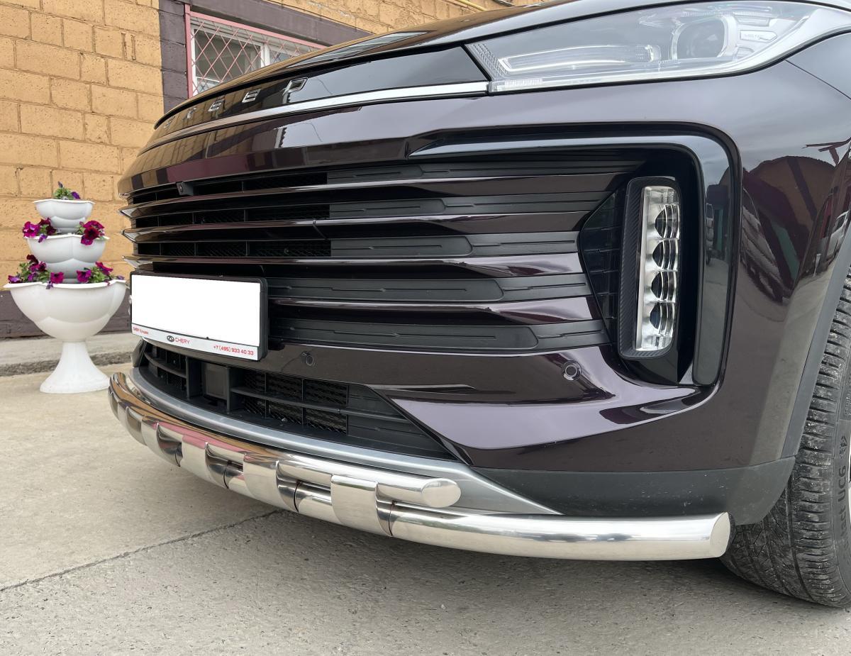 Защита переднего бампера двойная с перемычками для автомобиля CHERY CheryExeed TXL 2021 арт. CHETXL.21.75