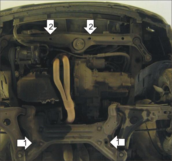 Защита стальная Мотодор (Двигатель, Коробка переключения передач), 2 мм, Сталь для Volkswagen Golf III 1991-1997 арт. 02727