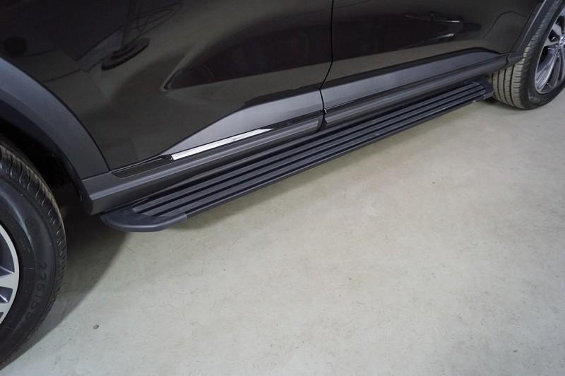 Пороги алюминиевые ''Slim line Black'' 1720 мм для автомобиля HAVAL F7X (2.0L 4WD) 2022-,TCC Тюнинг ,арт. HAVF7X22-24B