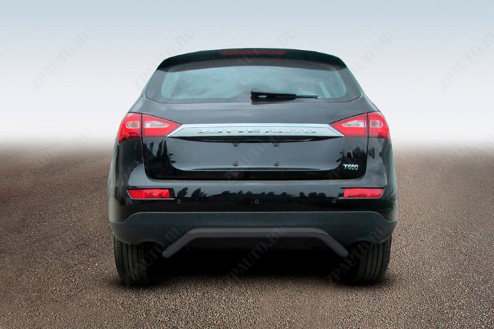Защита заднего бампера d57 скоба черная Zotye T600 (2013-2023) , Slitkoff, арт. ZOT-007B