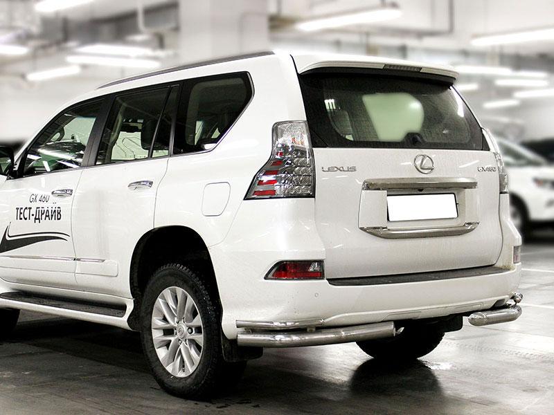 Защита заднего бампера "уголки" d-76+43 для Lexus GX 460 2014, Технотек GX13_3