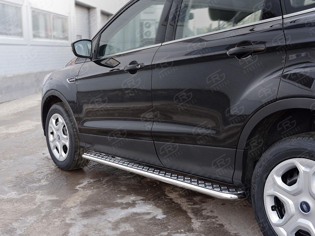 Пороги труба d42 с листом вариант 2 Ford Kuga 2016, Slitkoff FGL-0026002