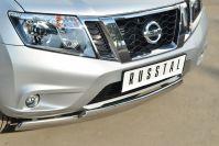 Защита переднего бампера d75х42/75х42 овальные дуги для Nissan Terrano 2014, Руссталь NTRZ-001785