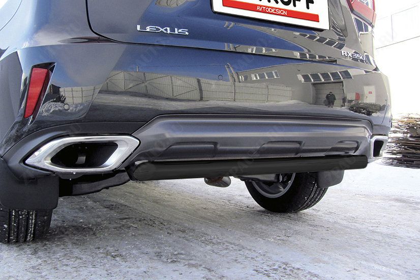 Защита заднего бампера d57 короткая черная Lexus RX-350 (2015-2019) , Slitkoff, арт. LRX15-007B