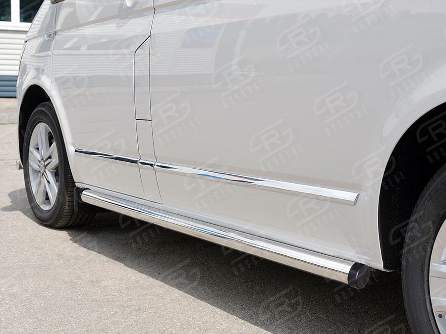 Пороги труба d57 правый вариант 2 Volkswagen Transporter T6 2015 Caravelle/Multivan короткая база, Slitkoff VCTT-0023172