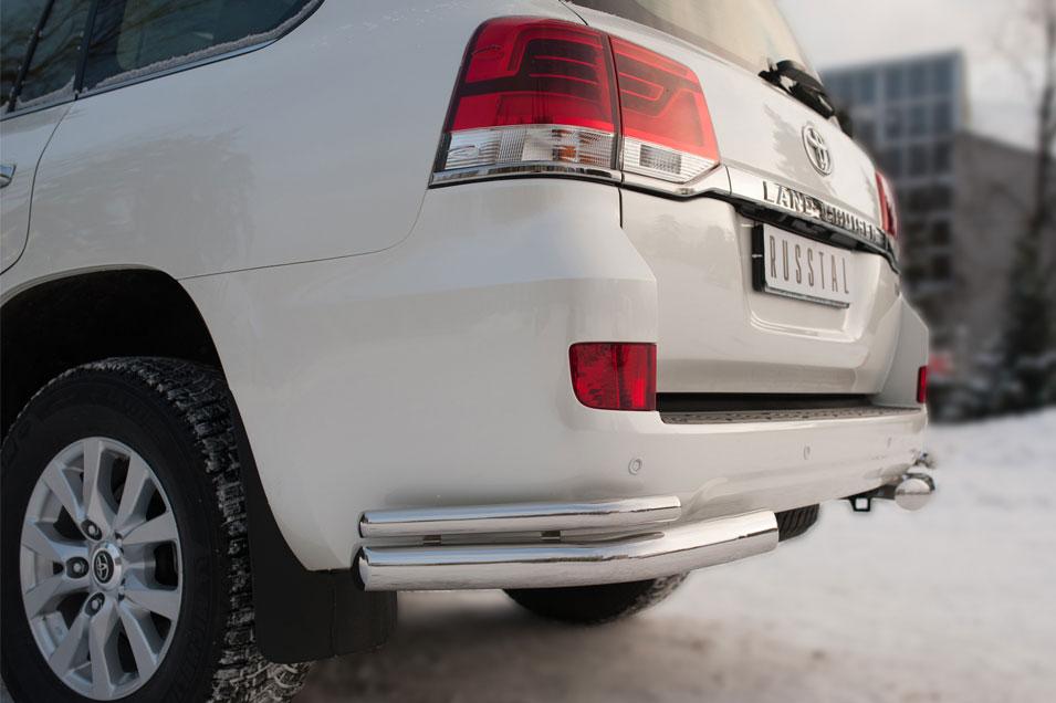 Защита заднего бампера уголки d76/42 для Toyota Land Cruiser 200 2015, Slitkoff TLCZ-002171