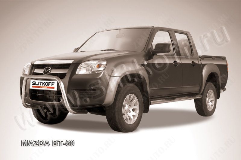 Кенгурятник d57 низкий мини Mazda BT-50 (2006-2011) Black Edition, Slitkoff, арт. MZB006BE