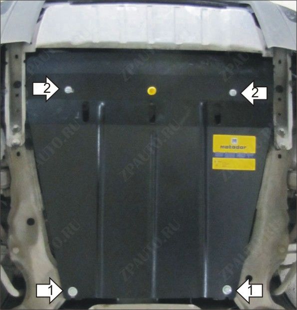 Защита двигателя, кпп стальная Motodor для Volvo XC90 2002-2015 (2 мм, сталь), 02619