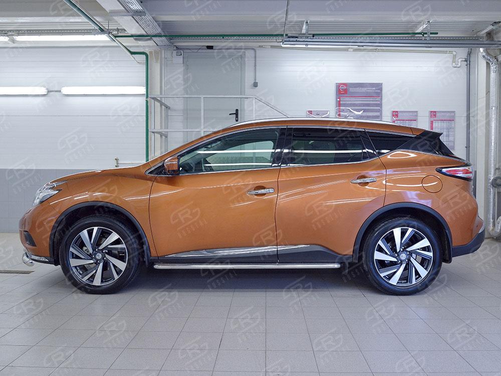 Пороги труба d42 с листом вариант 3 для Nissan Murano 2016, Slitkoff NMUL-0024093