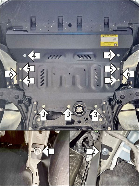 Защита стальная Мотодор (Двигатель, Коробка переключения передач), 2 мм,  Volkswagen Tiguan L Pro  2024- арт. 72709