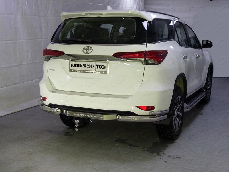 Защита задняя (уголки двойные) 76,1/42,4 мм для автомобиля Toyota Fortuner 2017-, TCC Тюнинг TOYFORT17-34