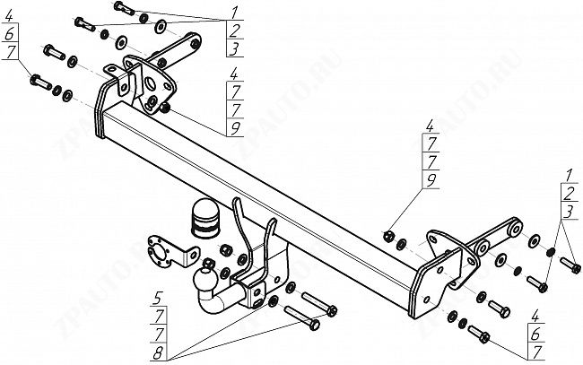 Фаркоп Subaru Outback 2021-, тип шара A , Motodor, арт.92204-A