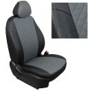 Чехлы для Peugeot Partner Tepee Family / Citroen Berlingo II (3 отдельных кресла) с 08г. / Opel Combo (PCMA) с 21г., Ромб, (Черный + Серый), Autopilot арт. pe-pr-tf-chese-r