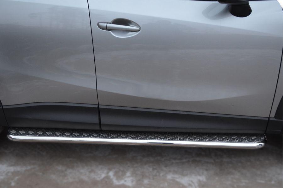 Пороги труба d42 с листом для Mazda CX-5 2011, Руссталь M5L-001138