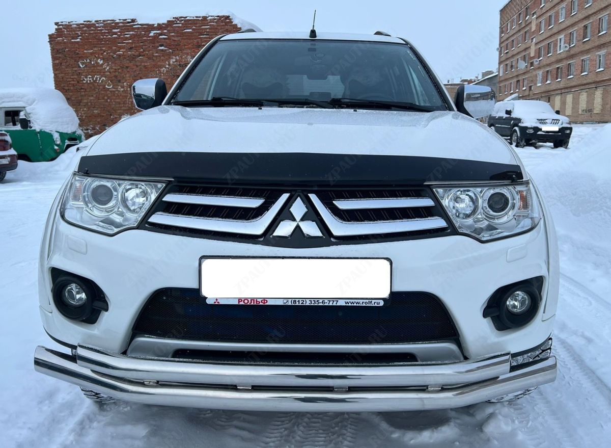 Защита переднего бампера двойная с подгибами для автомобиля MITSUBISHI Pajero Sport 2008 арт. MSPS.08.03-2