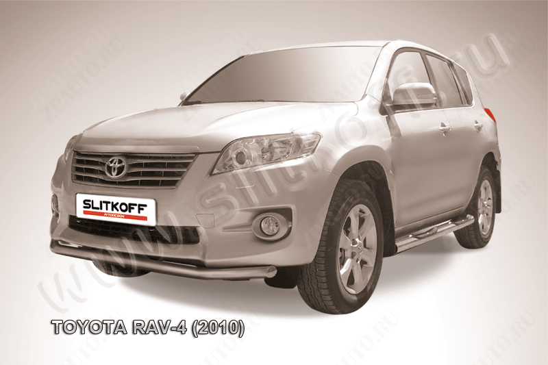 Защита переднего бампера d57 Toyota Rav-4 (2010-2016) Black Edition, Slitkoff, арт. TR410-007BE