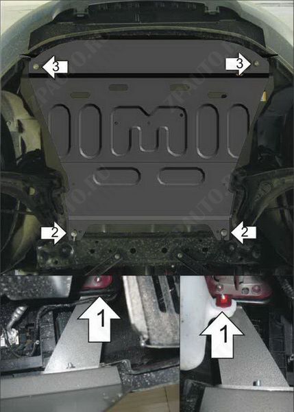Защита АвтоСтандарт (Двигатель, Коробка переключения передач), 1, сталь для Ford Fiesta  2008-2015 арт.50704