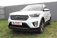 Защита переднего бампера d42 радиусная черная Hyundai Creta 4WD (2016-2021) , Slitkoff, арт. HCRET4WD004B