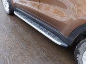 Пороги алюминиевые с пластиковой накладкой (карбон серебро) 1720 мм для автомобиля Kia Sportage (QL) 2018- TCC Тюнинг арт. KIASPORT18-37SL