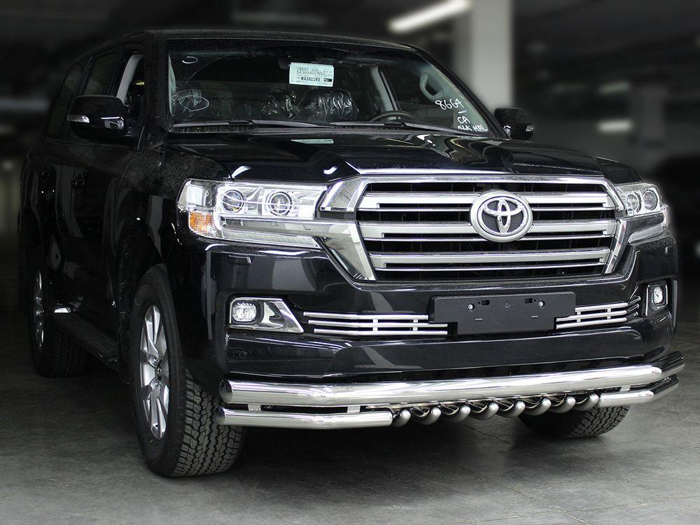 Дуга передняя по низу бампера d-76+60 радиусная с доп. защитой картера d-43 для Toyota Land Cruiser 200 2015, Технотек LCN2015_3