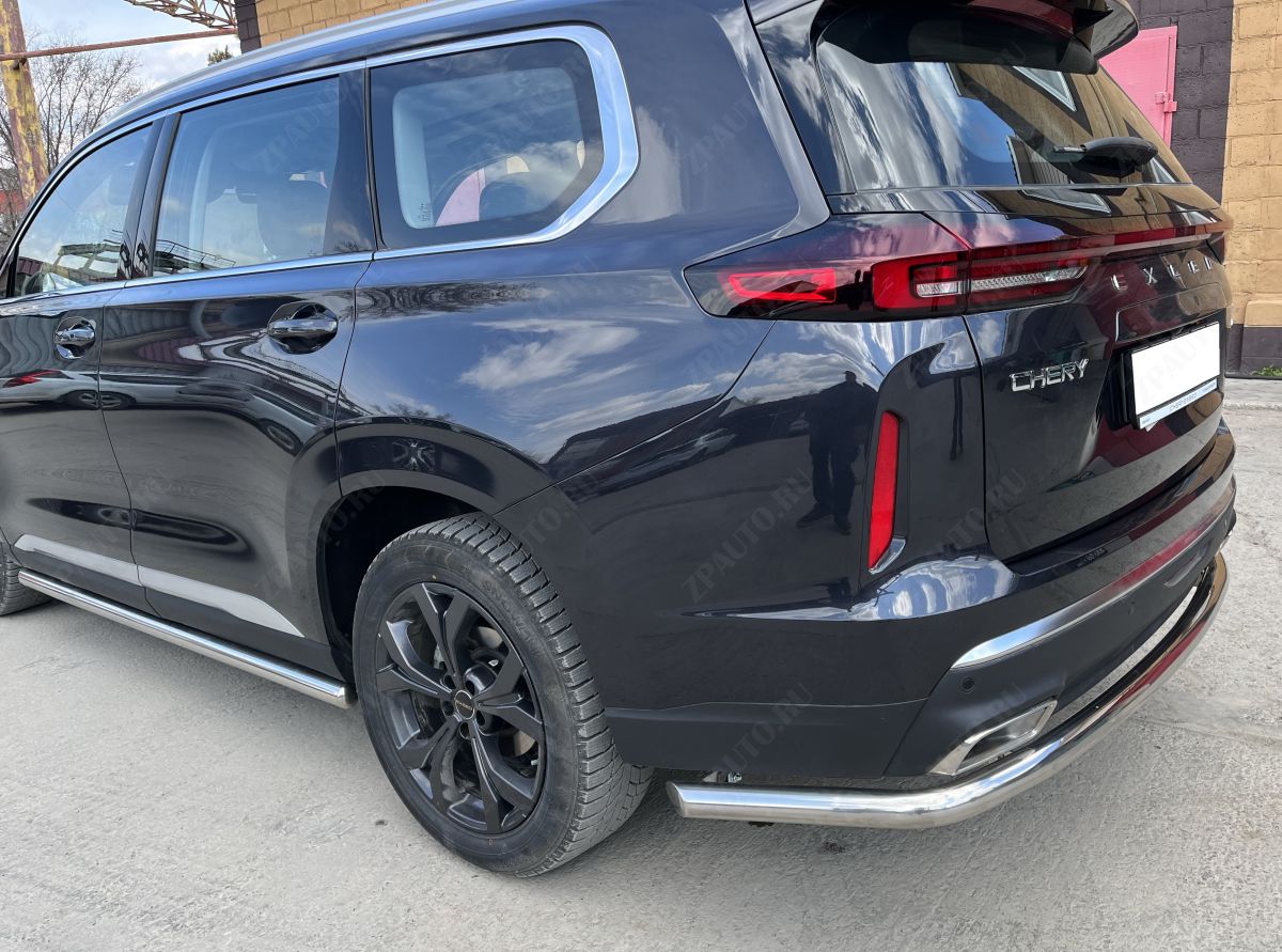 Защита заднего бампера угловая большая для автомобиля CHERY CheryExeed VX 2022 арт. CHEVX.22.21