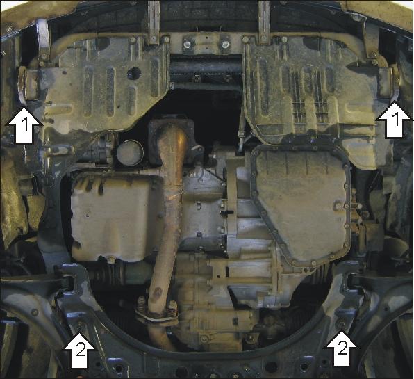 Защита стальная Мотодор (Двигатель, Коробка переключения передач), 2 мм, Сталь для Suzuki Liana 2001-2004 арт. 02405
