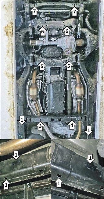 Защита алюминиевая Мотодор (Двигатель, Передний дифференциал, Коробка переключения передач, Радиатор, Раздаточная коробка), 5 мм,  для Toyota Sequoia  2022- арт. 32529
