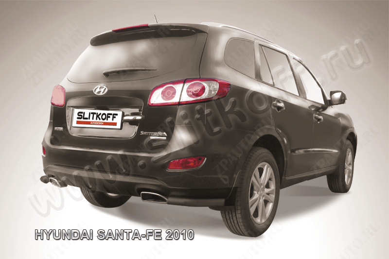 Уголки d57 черные Hyundai Santa-Fe (2009-2012) , Slitkoff, арт. HSFN012B