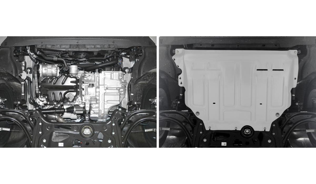 Защита картера и КПП AutoMax для Audi A3 8V 2012-2016, алюминий 2.5 мм, с крепежом, штампованная, AM333.5128.1