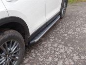 Пороги алюминиевые с пластиковой накладкой (карбон серые) 1720 мм для автомобиля Mazda CX-5 2017-, TCC Тюнинг MAZCX517-29GR