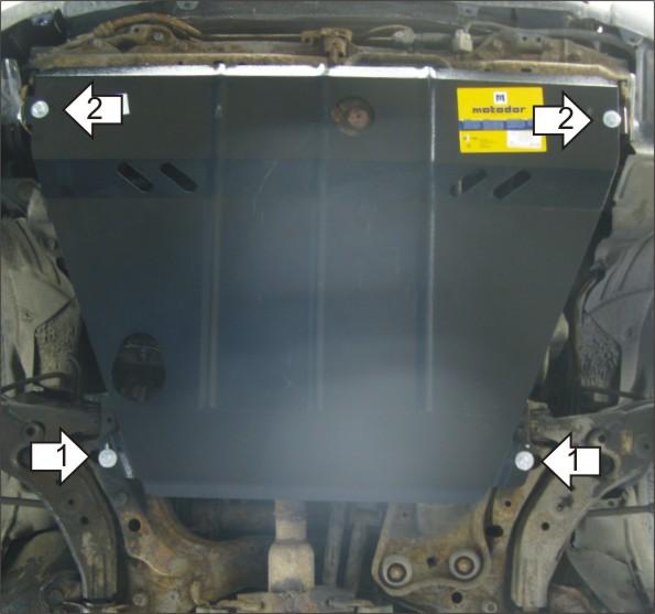 Защита стальная Мотодор (Двигатель, Коробка переключения передач), 2 мм, Сталь для Mazda 323 V 1994-1996 арт. 01102