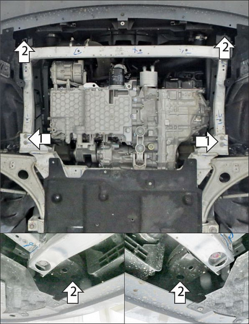 Защита стальная Мотодор (Двигатель, Коробка переключения передач), 2 мм,  для Hongqi Hs5  2023- арт. 73906