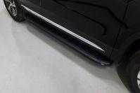 Пороги алюминиевые с пластиковой накладкой (карбон черные) 1720 мм для автомобиля Changan CS75 FL 2020 арт. CHANCS7520-24BL