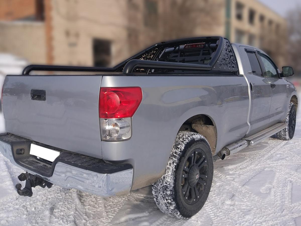 Дуга в кузов "Стандарт"d-76, вставка-пламя, сталь, окрашенная порошковой краской, цвет-черный (для Toyota Tundra CrewMax) для автомобиля Toyota Tundra 2007-2013г.в., Технотек, арт. TTU_4.1.2