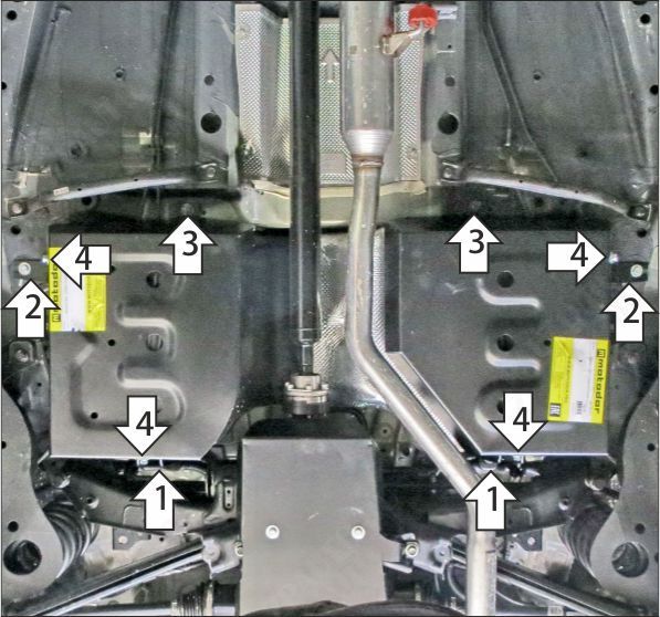 Защита стальная Мотодор (Топливный бак), 2 мм,  для Haval H3  2024- арт. 73109