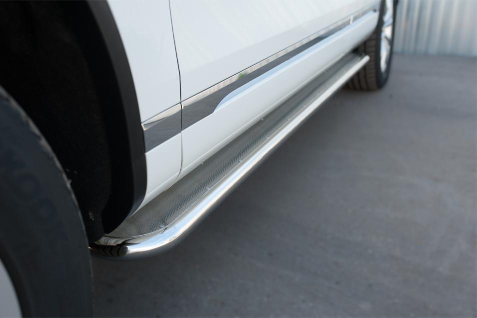 Пороги труба d42 с листом вариант 3 для Volkswagen Touareg 2014, Slitkoff VWTL-0021313