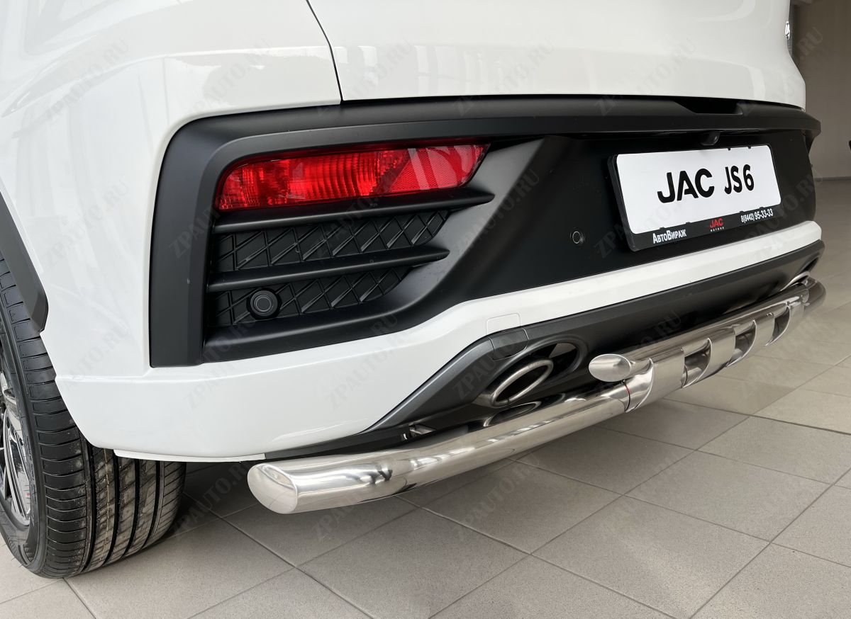 Защита заднего бампера двойная с перемычками для автомобиля JAC  JS6 2022 арт. JAC.JS6.22.25
