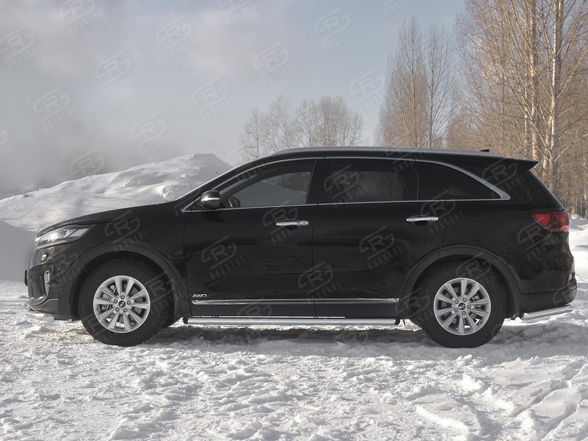 Пороги труба d57 (вариант 1) KSPT-0031391 для автомобиля KIA SORENTO PRIME 2018-, Slitkoff