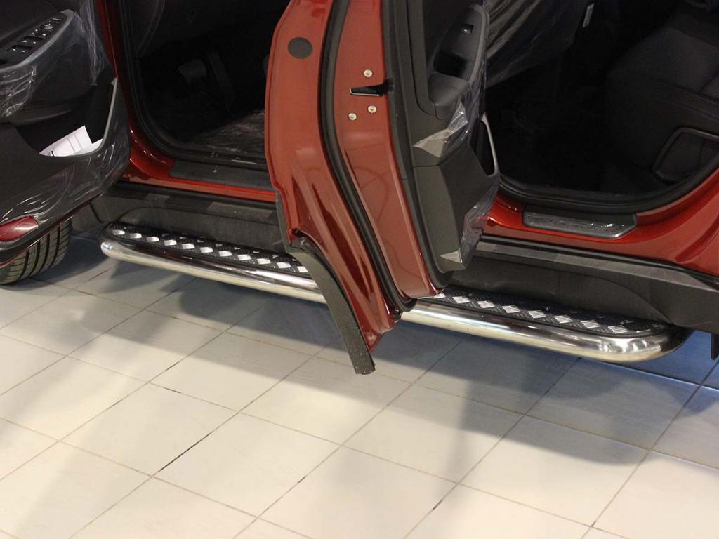 Пороги с листом d-53 для автомобиля Hyundai Tucson 2015-2017г.в., Технотек, арт. HNT15_2