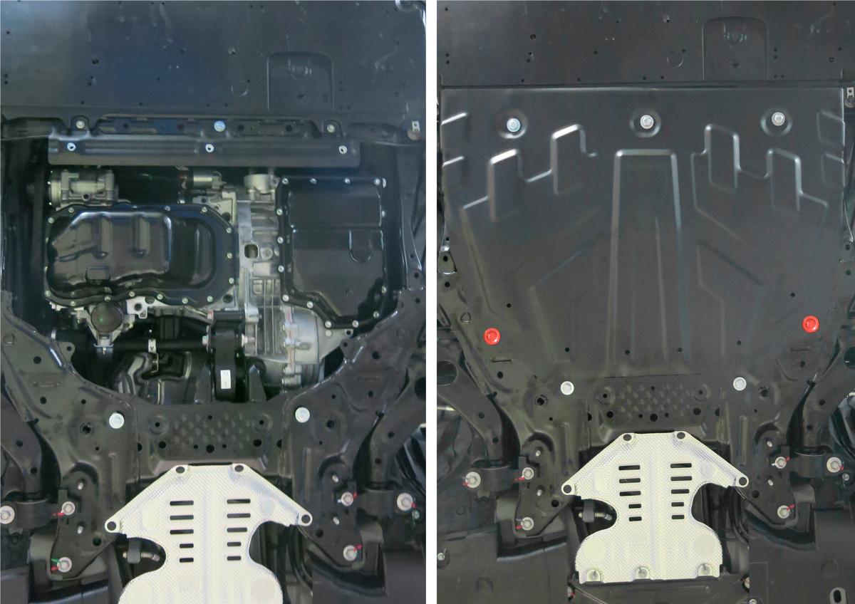 Защита картера и КПП АвтоБроня (увеличенная) для Mazda CX-9 II (V - 2.5) 2016-н.в., штампованная, сталь 1.8 мм, с крепежом, 111.03817.1