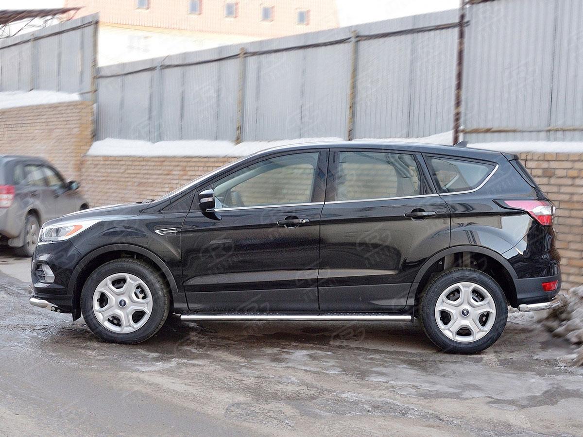 Пороги труба 120х60 овал с проступью Ford Kuga 2016, Slitkoff FGO-002598