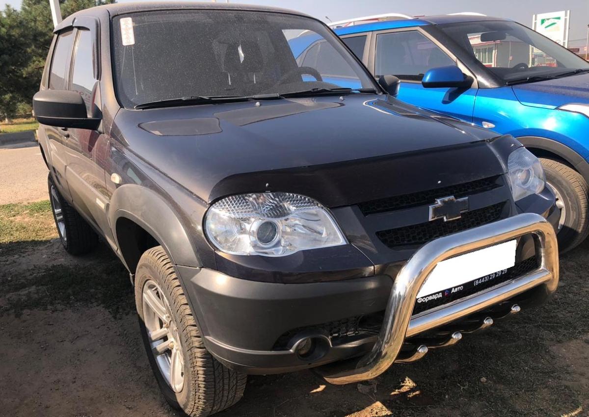 Защита переднег бампера скоба высокая+акула для автомобиля Chevrolet Niva арт. CVNV.10.08-1