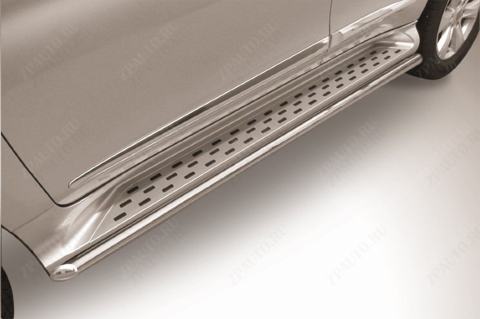 Защита штатного порога d42 Haval H9 (2017-2023) Black Edition, Slitkoff, арт. HavH9-17-007BE