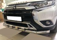 Защита переднего бампера двойная с перемычками для автомобиля Mitsubishi Outlander 2019, Россия MSO.19.75