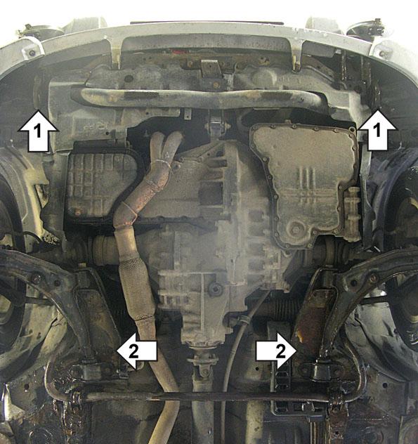 Защита стальная Мотодор (Двигатель, Коробка переключения передач), 2 мм, Сталь для Nissan Pulsar 1995-2000 арт. 01444