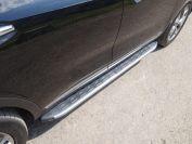 Пороги алюминиевые с пластиковой накладкой (карбон серебро) 1820 мм для автомобиля Kia Sorento Prime 2015-2018 TCC Тюнинг арт. KIASOR15-15SL