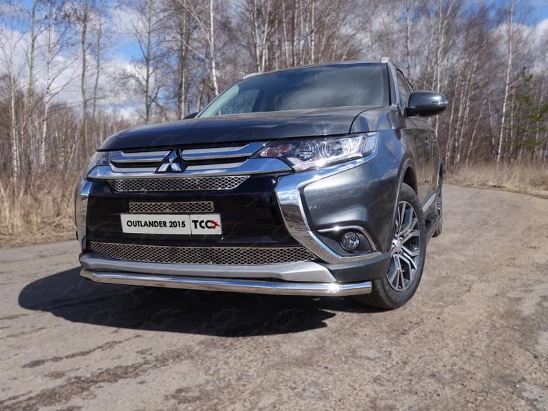 Защита передняя нижняя (длинная) 60,3 мм для автомобиля Mitsubishi Outlander 2015-2018, TCC Тюнинг MITOUT15-03